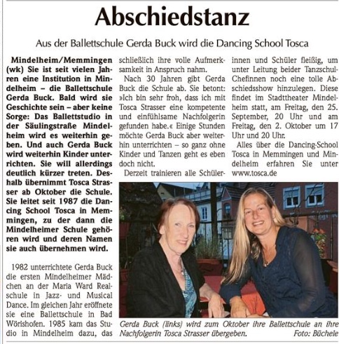 Aus der Ballettschule Gerda Buck wird die Dancing School Tosca